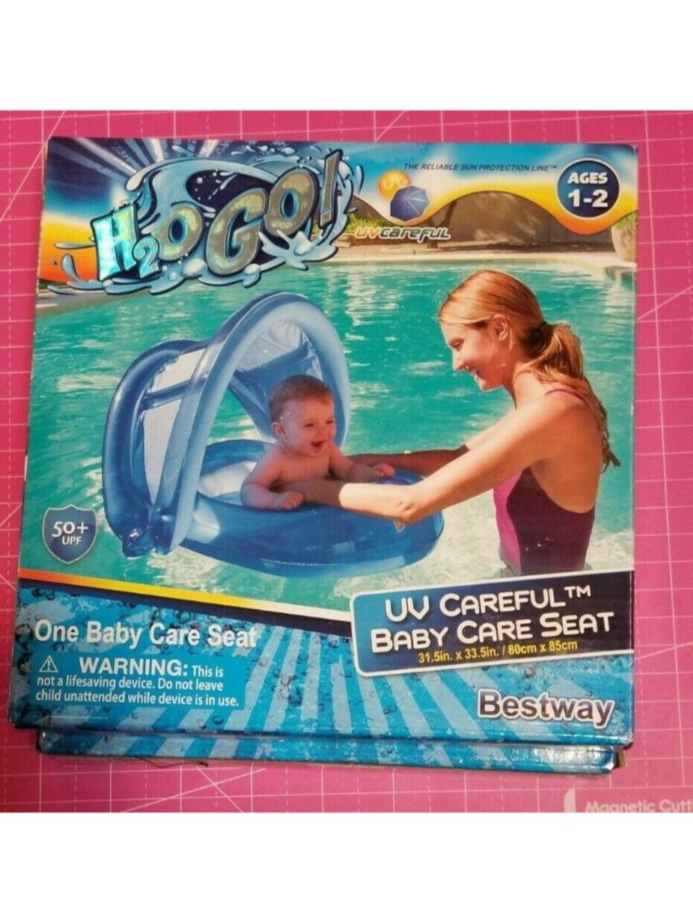 H2O Go! Baby Care Seat Float 50+ UPF Protection Line, Detachable Sun Shade Blue